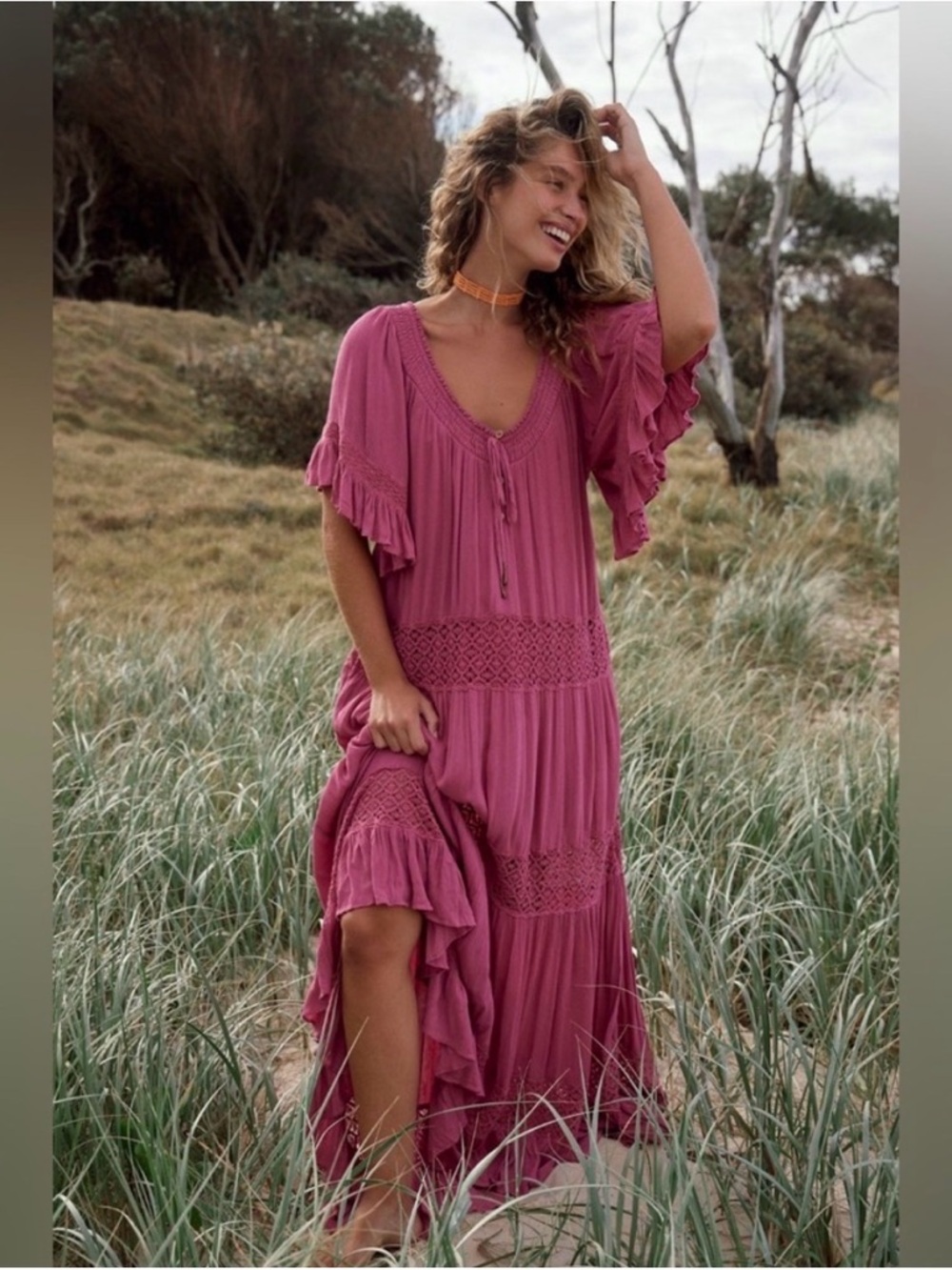 NWT Free People Dream On Maxi Dress in Soothing Petals-XS